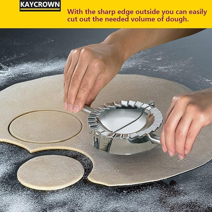 KAYCROWN 4.75 Inch Empanada Press, Stainless Steel Dumpling Maker Dough Cutter