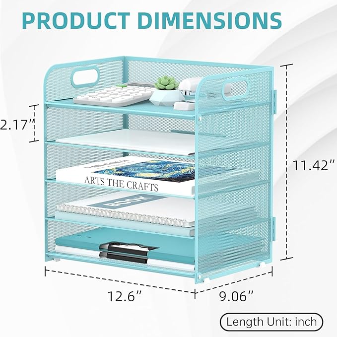 2 Pack 5-Tier Blue Desk Organizer