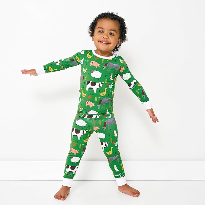 Little Sleepies Two-Piece Pajama Set for Boys & Girls, Soft Viscose from Bamboo Toddler Pajamas for Kids, Family Matching PJs