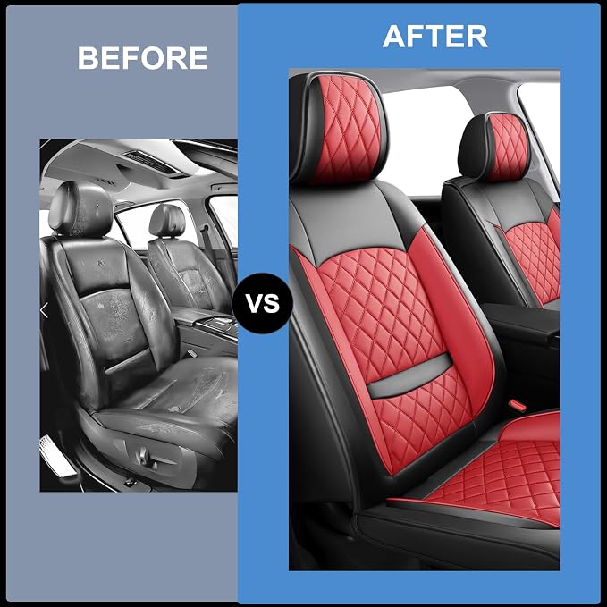 Car Seat Covers Compatible with Hyundai Venue 2020-2025 2026 - Waterproof & Breathable Luxury Leather All-Weather Seat Cushions Protectors, Airbag Compatible, Only 2 Front seat Covers (Red)