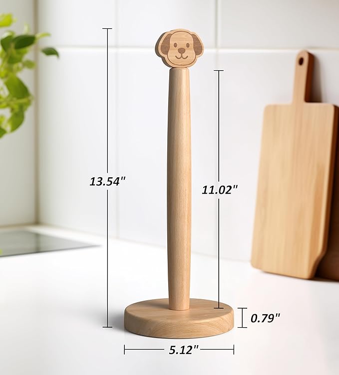 KitchLife Cute Wooden Paper Towel Holder Countertop