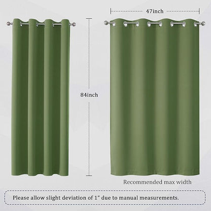 Dualife Sage Green Room Darkening Curtains 84 Inches Long