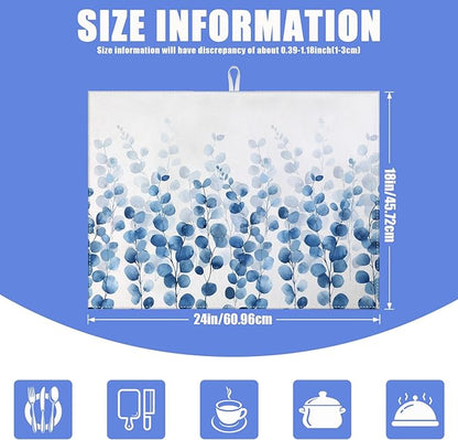 Blue Eucalyptus Leaves Dish Drying Mat