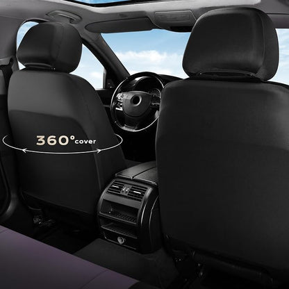 Coverado Seat Covers for Car 5 Seats, Leather Car Seat Covers Fullset, Breathable Mesh Front and Rear Protectors, Purple Luxury Automotive Covers, Universal Fit for SUV, Truck, Sedan