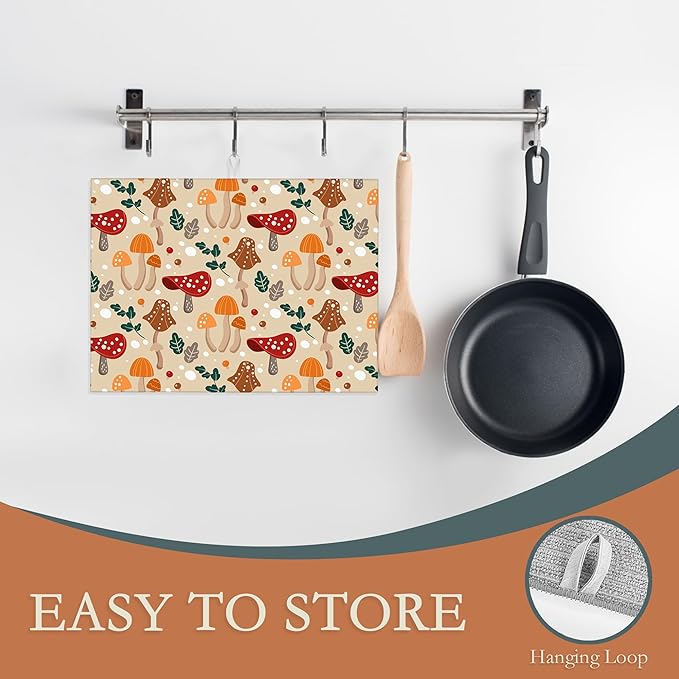 Funny Mushrooms Dish Drying Rack Mats Decor