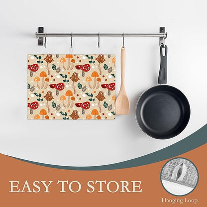 Funny Mushrooms Dish Drying Rack Mats Decor