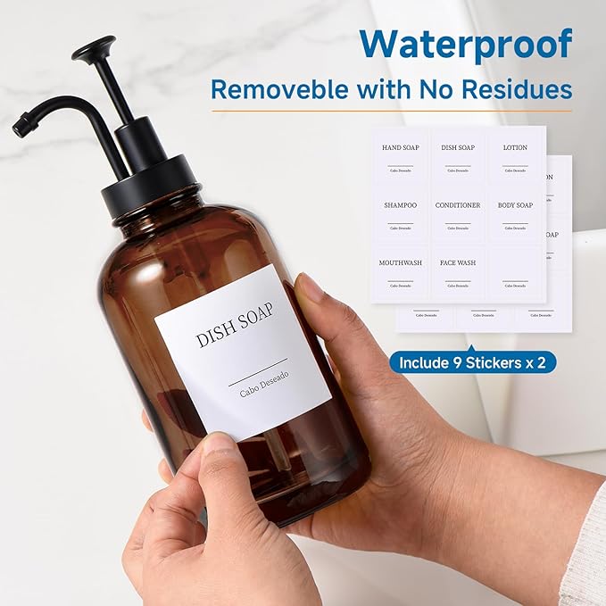 Glass Soap Dispenser with Pump, Dish and Hand Soap Dispenser