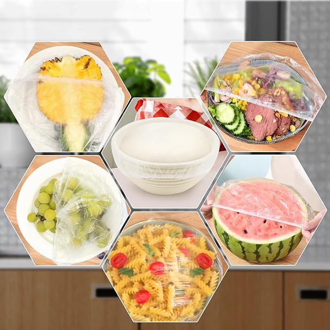 200pcs Reusable Shower Caps for Sourdough Bread Proofing, Plastic Covers