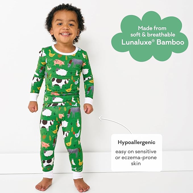 Little Sleepies Two-Piece Pajama Set for Boys & Girls, Soft Viscose from Bamboo Toddler Pajamas for Kids, Family Matching PJs