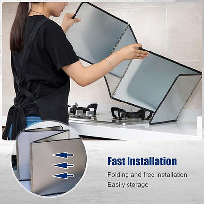4 Sided Splatter Guard, Foldable Stainless Steel Oil Splatter Screens, Oil
