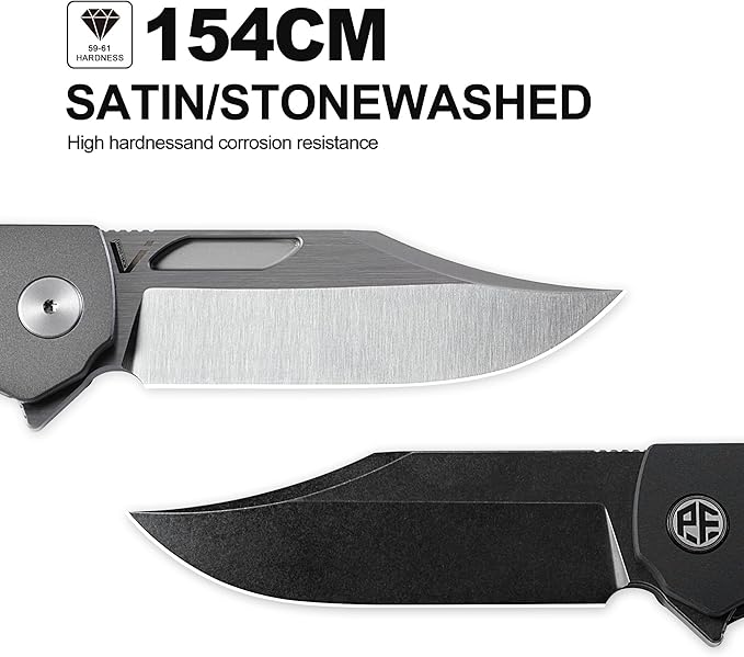 Petrified fish PFP03 Victor,3.58" K110 Stonewashed Blade,140g Micarta Handle Flipper Liner lock Folding knife (Blue Stonewashed)