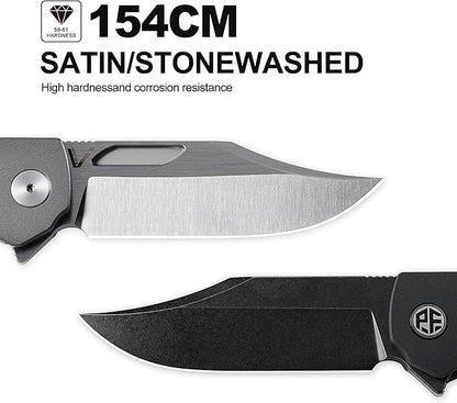 Petrified fish PFP03 Victor,3.58" K110 Stonewashed Blade,140g Micarta Handle Flipper Liner lock Folding knife (Blue Stonewashed)