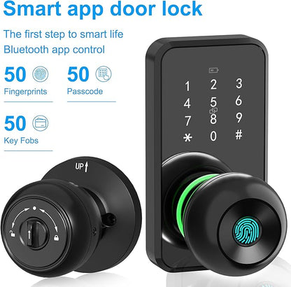 Smart Door Lock with Knob, LinkThai Keyless Entry Fingerprint Lock with