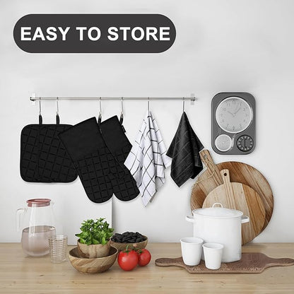 Oven Mitts Kitchen Towels and Dishcloths Pot Holders Sets, Oven Gloves Kitchen