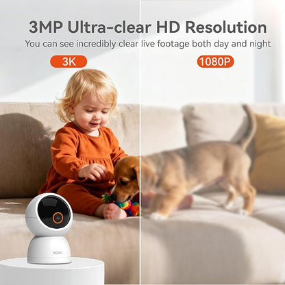 Indoor Camera Wireless, 3K Indoor Camera No Subscription, 360° Motion Detection