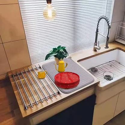 Dish Drying Mats for Kitchen Counter 2 Pack, Dish Drying Pads Absorbent