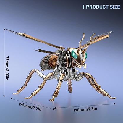 3D Puzzles for Adults, Bumblebee Metal Assembly Jigsaw Game with Steel Mechanical Engineering, Advanced DIY Crafts for Relief & Collection(Rose-Gold)