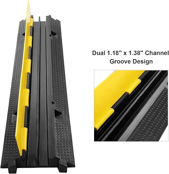 Reliancer 3 Pack Dual Channel Rubber Cable Protector Ramp 2 Channel Traffic