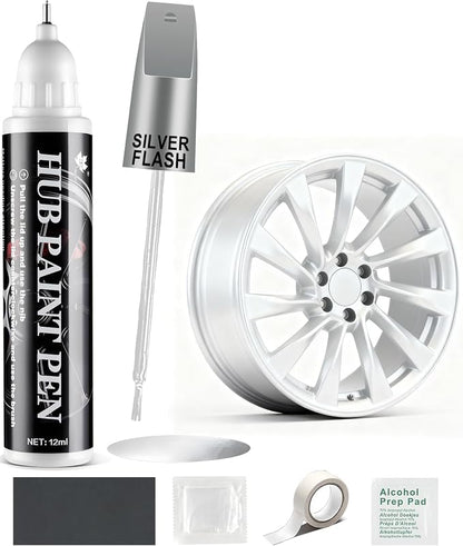 Amiss Sliver Flash Rim Repair Kit, Wheel Paint and Rim Paint Touch Up Pen for Curb Rash, Universal Alloy Wheel Scratch Repair for Scratches and Scuffs, Car Accessories (Sliver Flash)