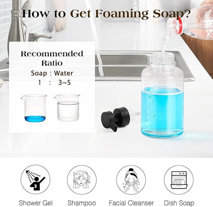 Luxspire Foaming Soap Dispenser, Glass Foam Pump Soap Dispenser, Non-Slip Hand