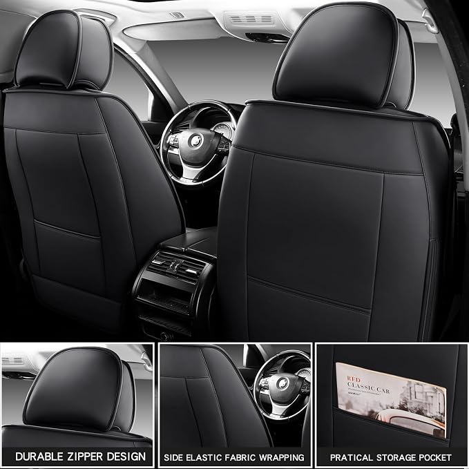 MINGBRON Seat Covers, Car Seat Covers Front Seats, Car Seat Cover, Car Seat Protector Waterproof, Car Seat Cushion Nappa Leather, Brwon Seat Covers Carseat Cover Universal Fit for Most Cars