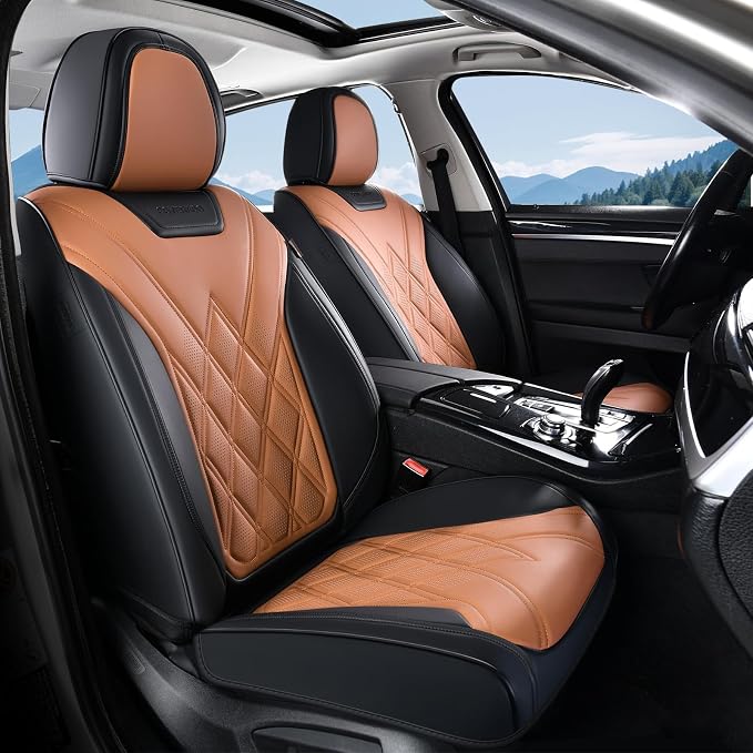 Coverado Car Seat Covers, Front Covers for Cars, Car Seat Cover Front Seats, Automotive Seat Cover, Waterproof, Leather Car Seat Cushion, Universal Interior Covers Seat Protectors for Most Cars