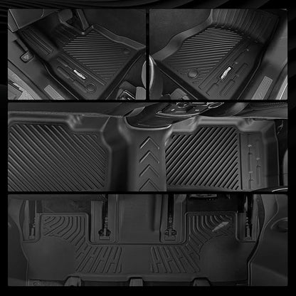 Floor Mats for 2018-2024 Ford Expedition 8 Seats/Bench Seats, Trunk Mat and 2nd/3rd Backrest Mat & Door Sill Guard All Weather TPE Protector for Ford Expedition Accessories