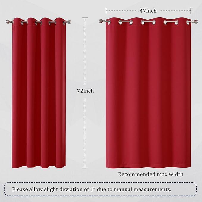 DUALIFE Red Curtains 72 Inches Long