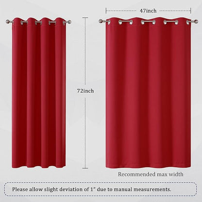 DUALIFE Red Curtains 72 Inches Long