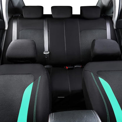 CAR PASS 3D Air Mesh Car Seat Covers Full Set, Breathable Sporty Rear Bench with Zipper for Armrest Box Universal Fit 95% Automotive SUV,Truck,Sedan Interior Cute Women Airbag Compatible, Black Mint