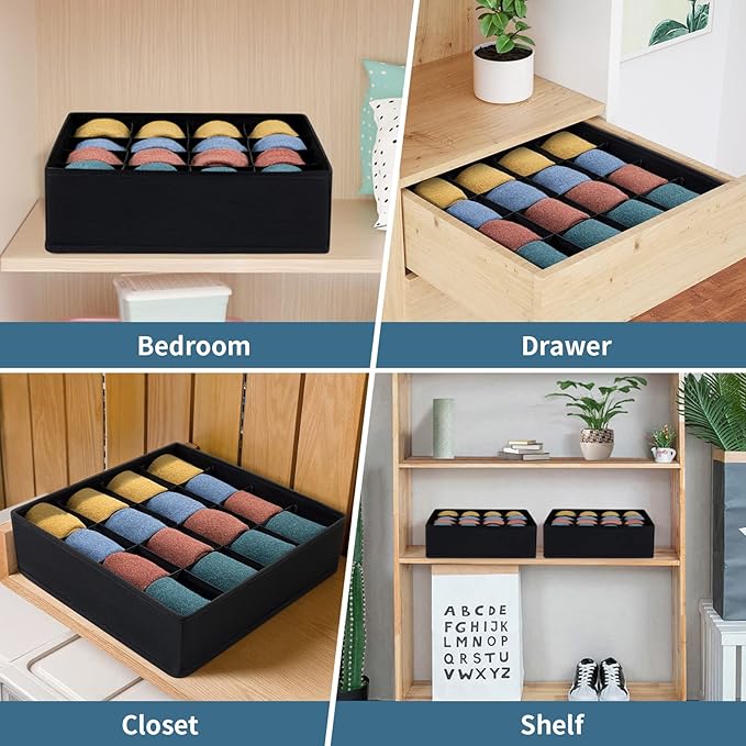 Joyoldelf Sock Drawer Organizer Divider, 16-cell Underwear Organizers and