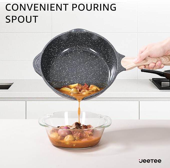 JEETEE 24Pcs Ceramic Cookware Set, Kitchen Healthy Non Toxic Induction Cookware