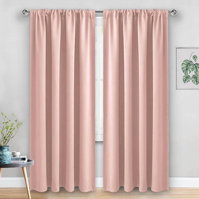 JIUZHEN Blush Pink Blackout Curtains