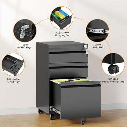 3 Drawer Mobile File Cabinet