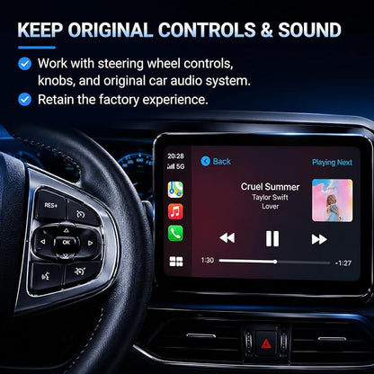 Compact USB Wireless Carplay/Android Auto Adapter for OPEL Astra Sports Tourer Electric 2024-2026,Voice Control Plug and Play