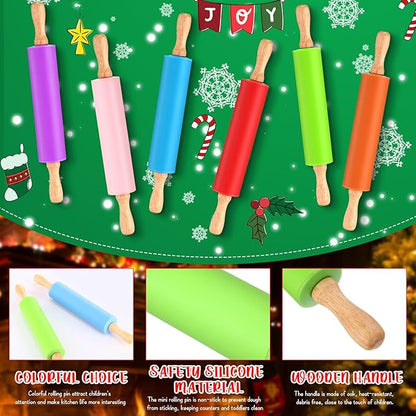 Dandat 6 Pcs Small Rolling Pin Kids 12 Inch Mini Silicone Rolling Pin