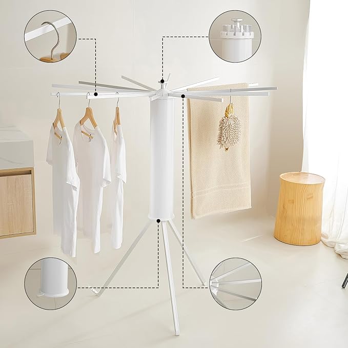 JOOM Tripod Clothes Drying Rack, Garment Rack Portable and Foldable Space