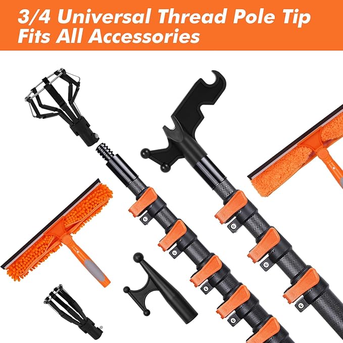 Carbon Fiber Christmas Light Hanging Pole 3.5-12FT, Telescopicing Light Hanging Pole with Utility Hook for Roof Gutter, Outdoor & Indoor Holiday Wedding Party Decorations, No Ladder Needed