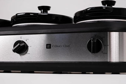 CULINARY CHEF, Triple Slow Cooker, Buffet Server 3 Pot, Food Warmer