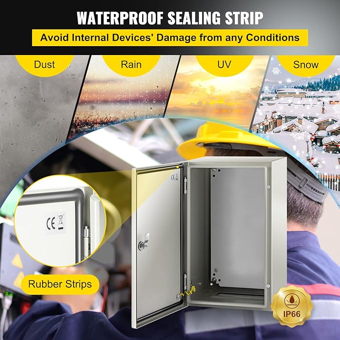 VEVOR NEMA Steel Enclosure, IP66 Waterproof & Dustproof, Outdoor/Indoor
