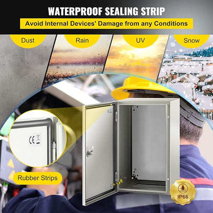 VEVOR NEMA Steel Enclosure, IP66 Waterproof & Dustproof, Outdoor/Indoor