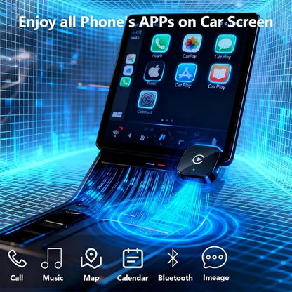 2 in 1 CarPlay Adapter for Passat S SE SEL R-Line, CarPlay Wireless Adapter with Auto Reconnect Fast Pairing Bluetooth Connection Compact USB Dongle,B/Black-Side Heat Dissipation