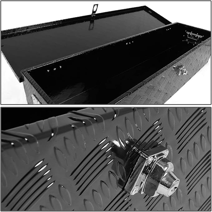 DNA MOTORING Truck Tool Box - Lockable Aluminum Storage Box, Organizer, 49"x13"x10", Black, w/Lock & Keys