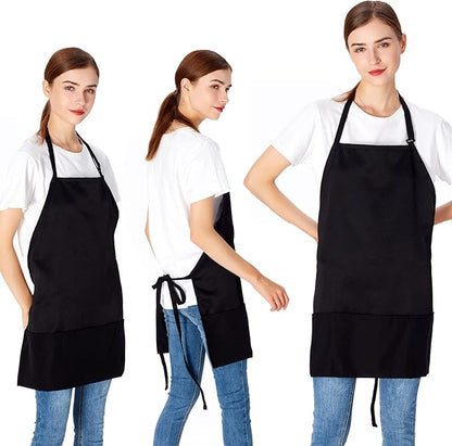 Jubatus 2 Pack 3 Pockets Adjustable Bib Apron Chef Kitchen Cooking Aprons
