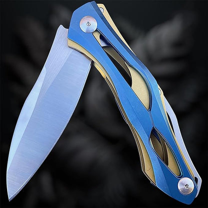 TACTICAL GEARZ Premium Stainless Steel Folding Knife, Stainless Steel Handle, D2 Steel Blade (Ronus GB)