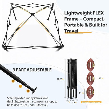 EAGLE PEAK Flex Ultra Compact 4x4 Pop-up Canopy, Sun Shelter, Changing Room, Portable Privacy Canopy Cabana for Pool, Fashion Photoshoots, or Camping, Yellow/Orange