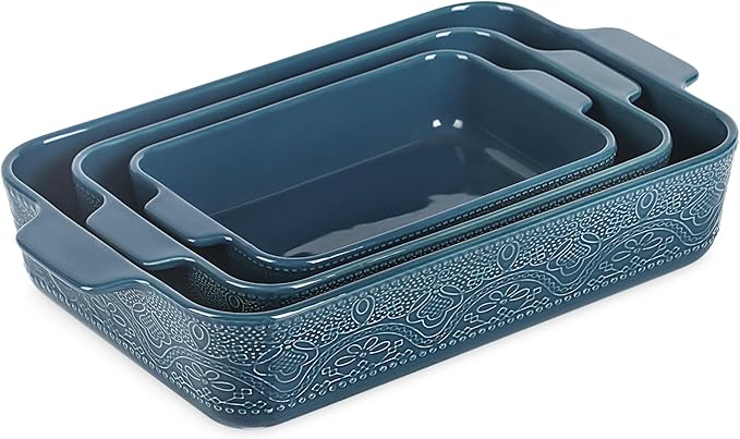 Ceramic Baking Dish Set of 3, Casserole Dishes