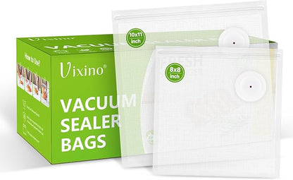 Vacuum Sealer Bags, 40 Reusable Vacuum Sealer Bags for Food, BPA-Free, Meal Prep and Sous Vide Cooking,Works for Handheld Sealer and Vac Sealer Machine with External Vacuum Systems