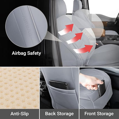 Coverland Custom SUV Car Seat Covers Front Seats for [2010-2023 Lexus GX 460] - Protector Car Seat Cover Water Resistant Leather Memory Form Back Support Seat Cushion [Front-Gray]