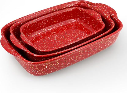 3-Pack Ceramic Lasagna Pan, Heavy-Duty Rectangular Baking Dishes, High Heat